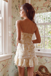 Tresa Cami Strap Twist Front Mini Dress Floral Yellow
